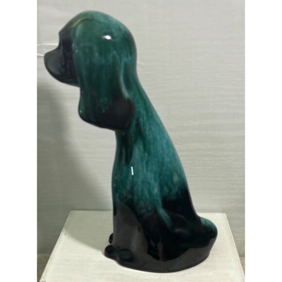 Vintage Blue Mountain Pottery Tall Dog Figurine Green Drip Glaze MCM Canada BMP - Picture 6 of 10